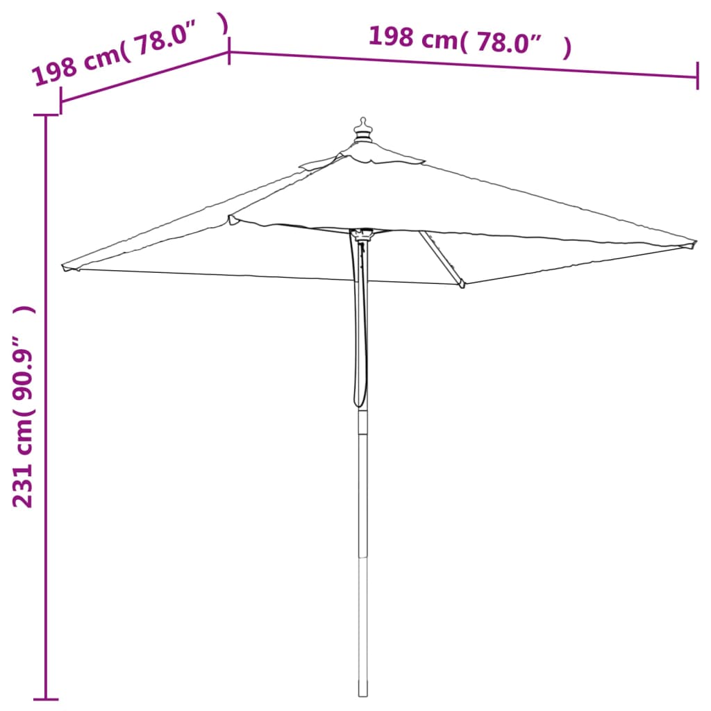 Ombrellone da Giardino con Palo in Legno Verde 198x198x231 cm