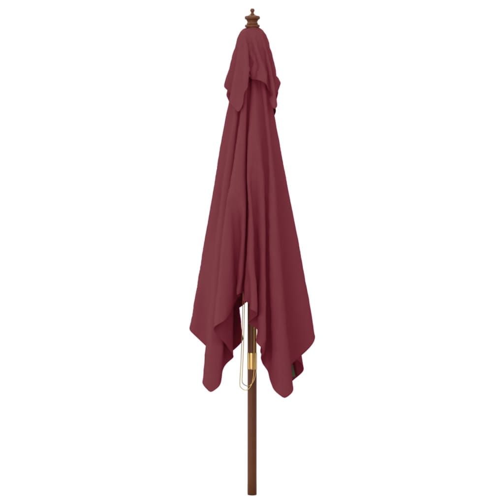 Ombrellone da Giardino Palo Legno Rosso Bordeaux 300x300x273 cm