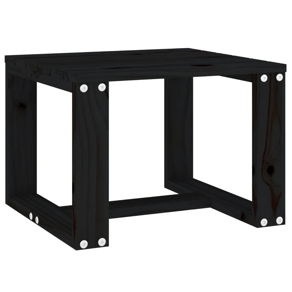 Tavolino da Giardino Nero 40x38x28,5 cm Legno Massello Pino