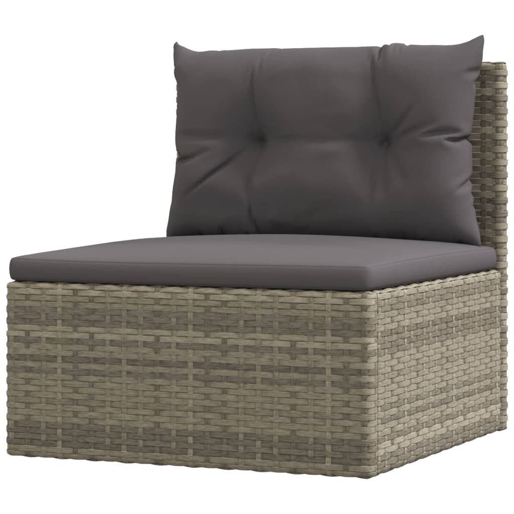 Set Divani da Giardino 7 pz con Cuscini in Polyrattan Grigio