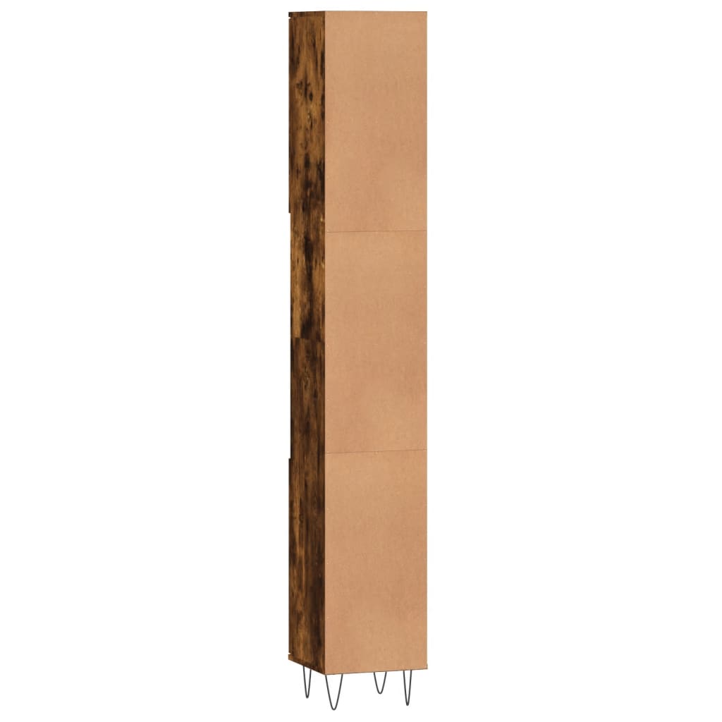 Armadietto Bagno Rovere Fumo 30x30x190 cm in Legno Multistrato