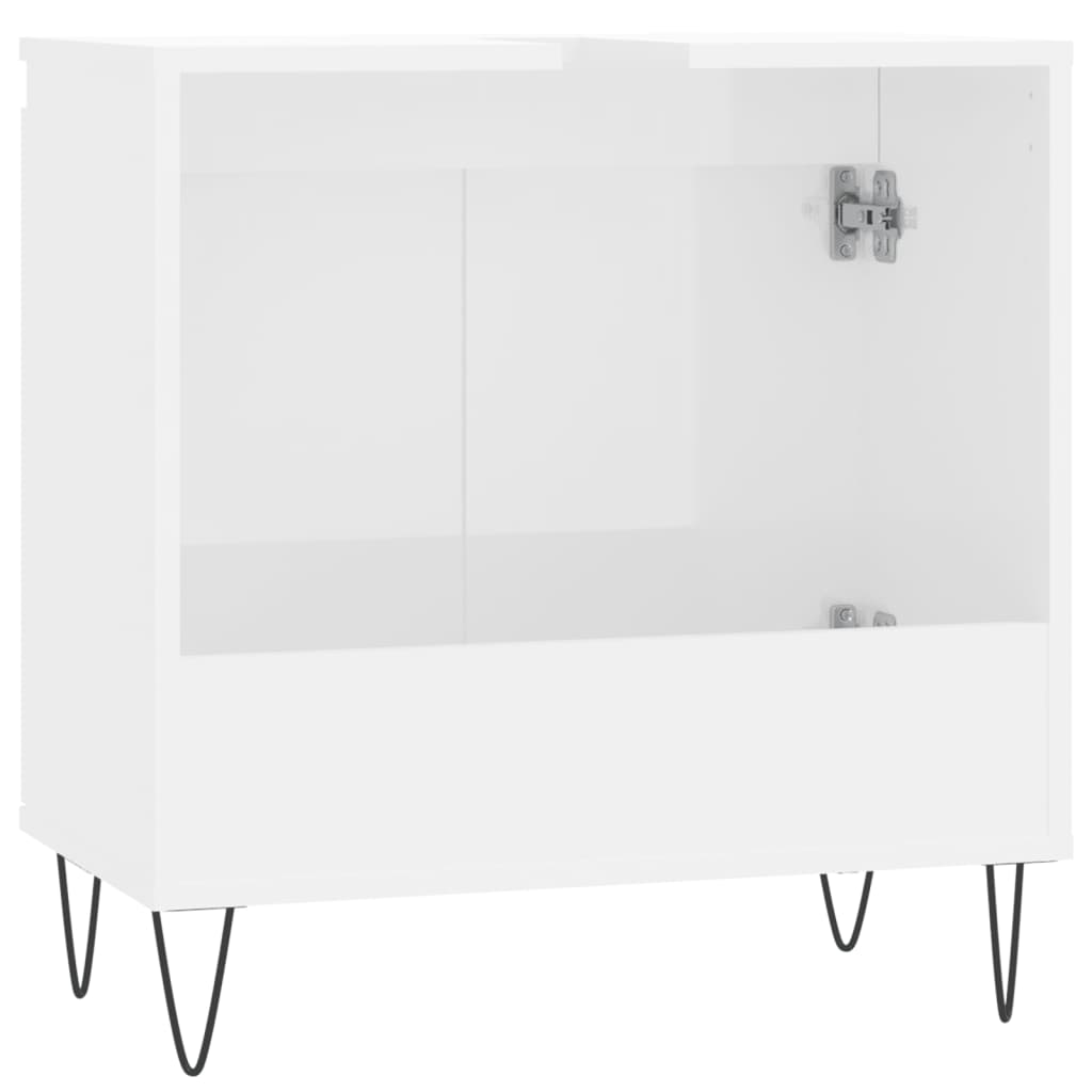 Armadietto Bagno Bianco Lucido 58x33x60cm in Legno Multistrato