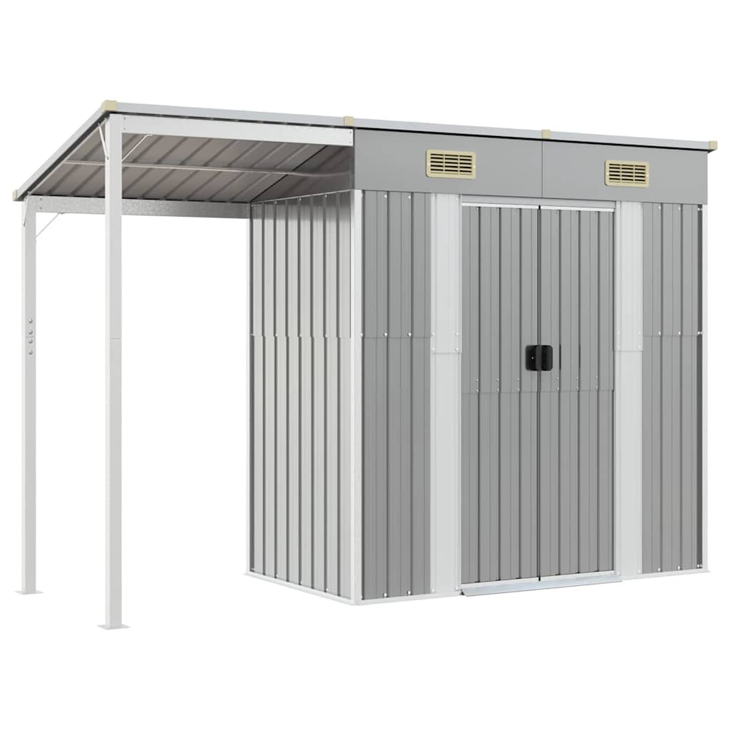 Capannone Tetto Esteso Grigio Chiaro 277x107x181cm Acciaio
