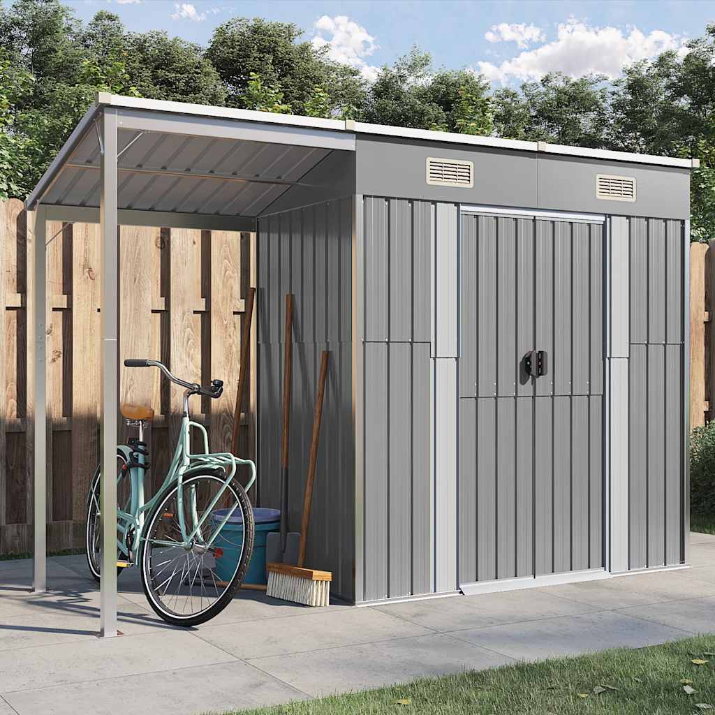 Capannone Tetto Esteso Grigio Chiaro 277x107x181cm Acciaio