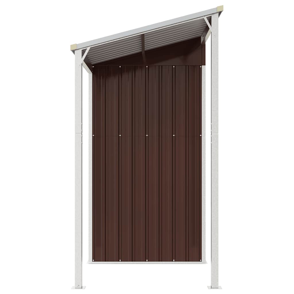 Capanno Giardino Tetto Esteso Marrone 277x107x181cm Acciaio