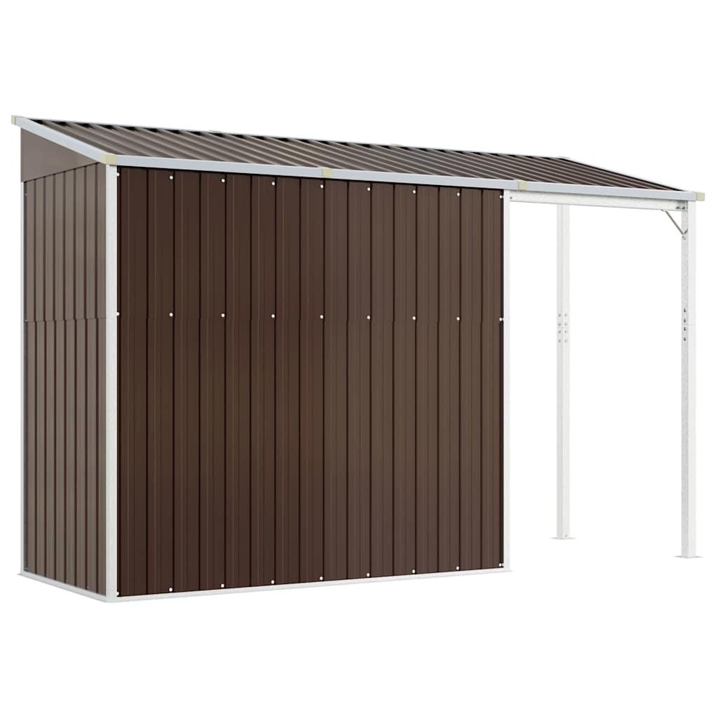 Capanno Giardino Tetto Esteso Marrone 277x107x181cm Acciaio