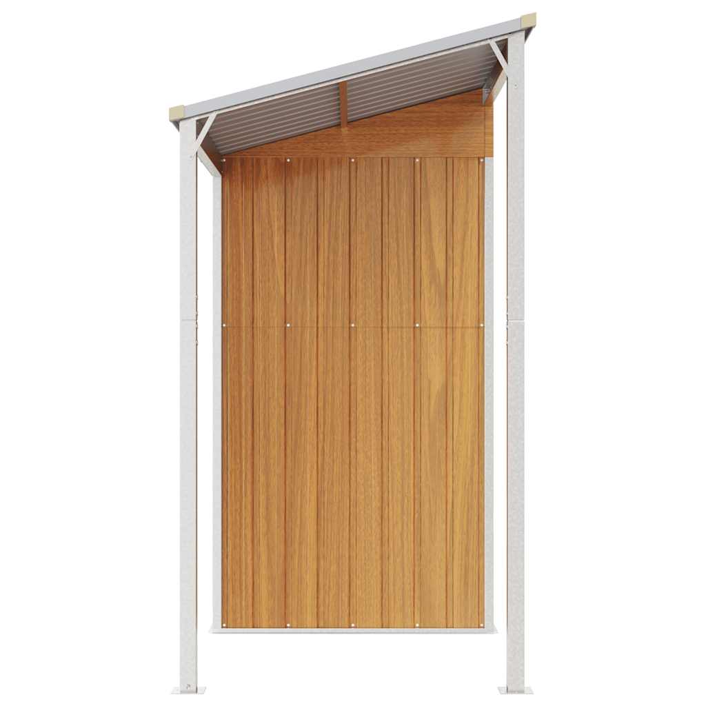 Capannone Tetto Esteso Marrone Chiaro 277x107x181cm Acciaio