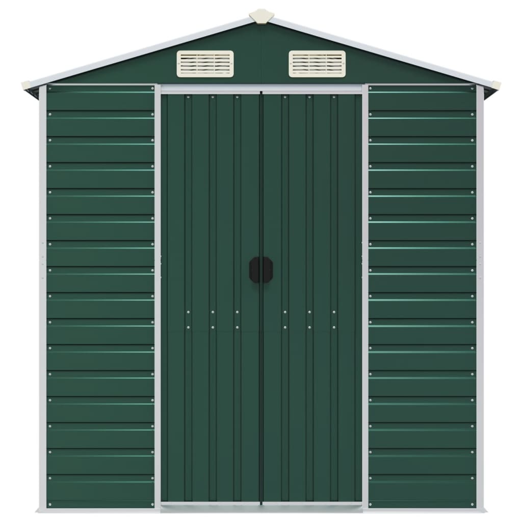 Capanno da Giardino Verde 191x470x198 cm in Acciaio Zincato