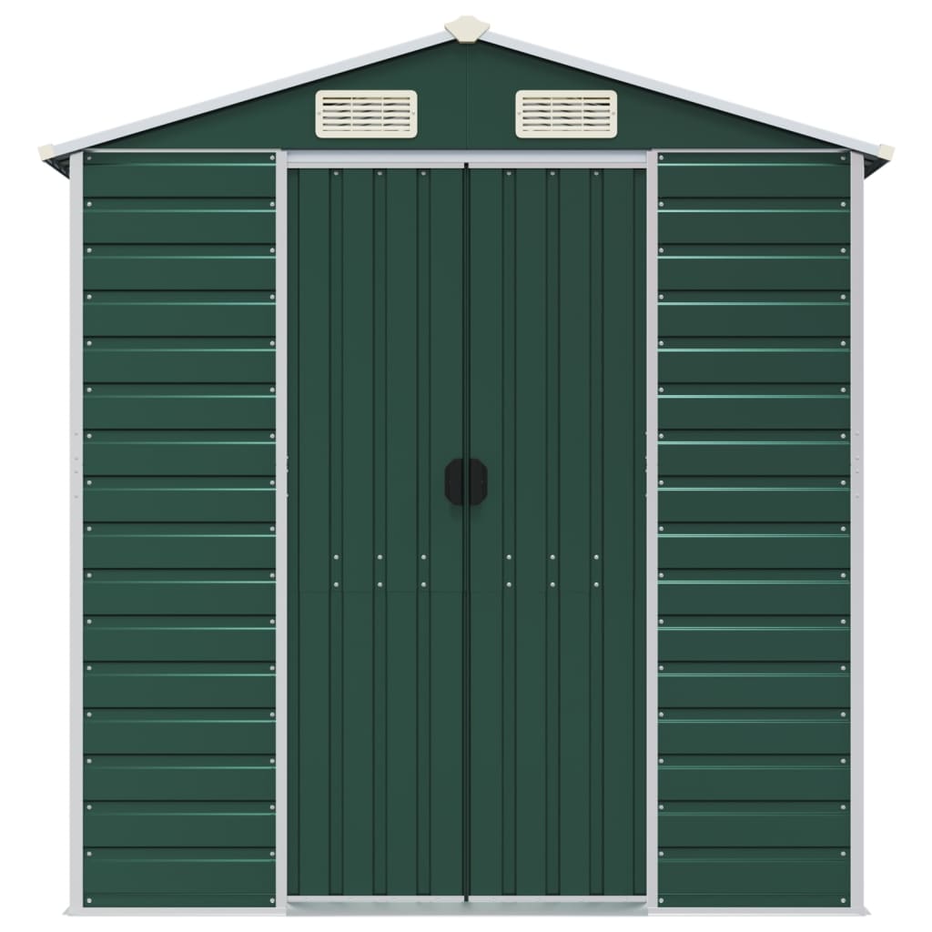 Capanno da Giardino Verde 191x555x198 cm in Acciaio Zincato