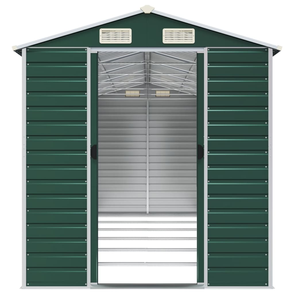 Capanno da Giardino Verde 191x555x198 cm in Acciaio Zincato