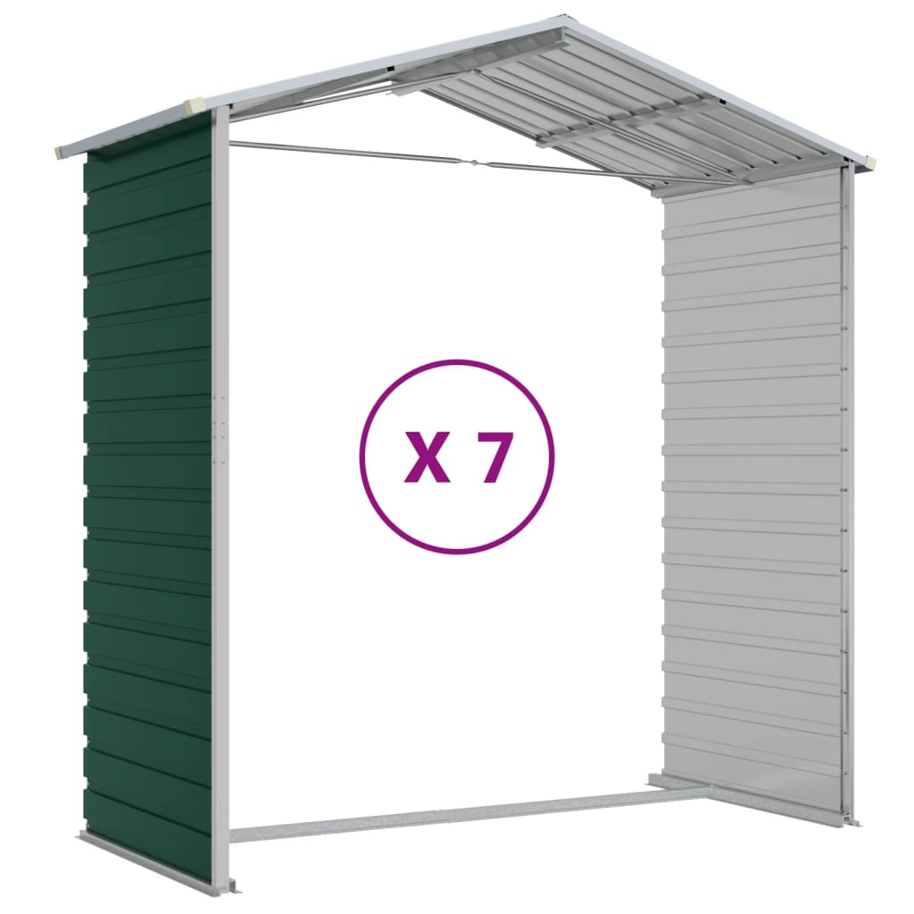 Capanno da Giardino Verde 191x640x198 cm in Acciaio Zincato