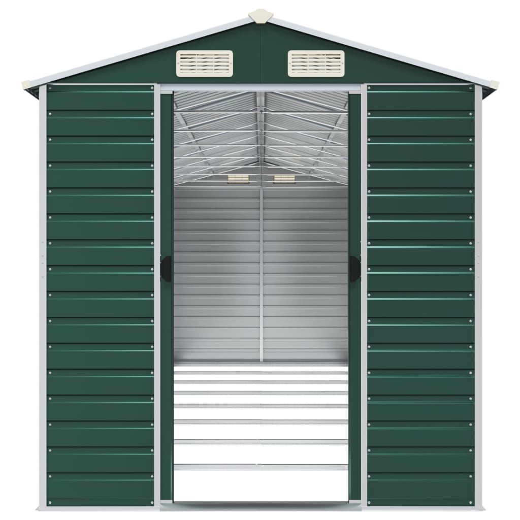 Capanno da Giardino Verde 191x725x198 cm in Acciaio Zincato