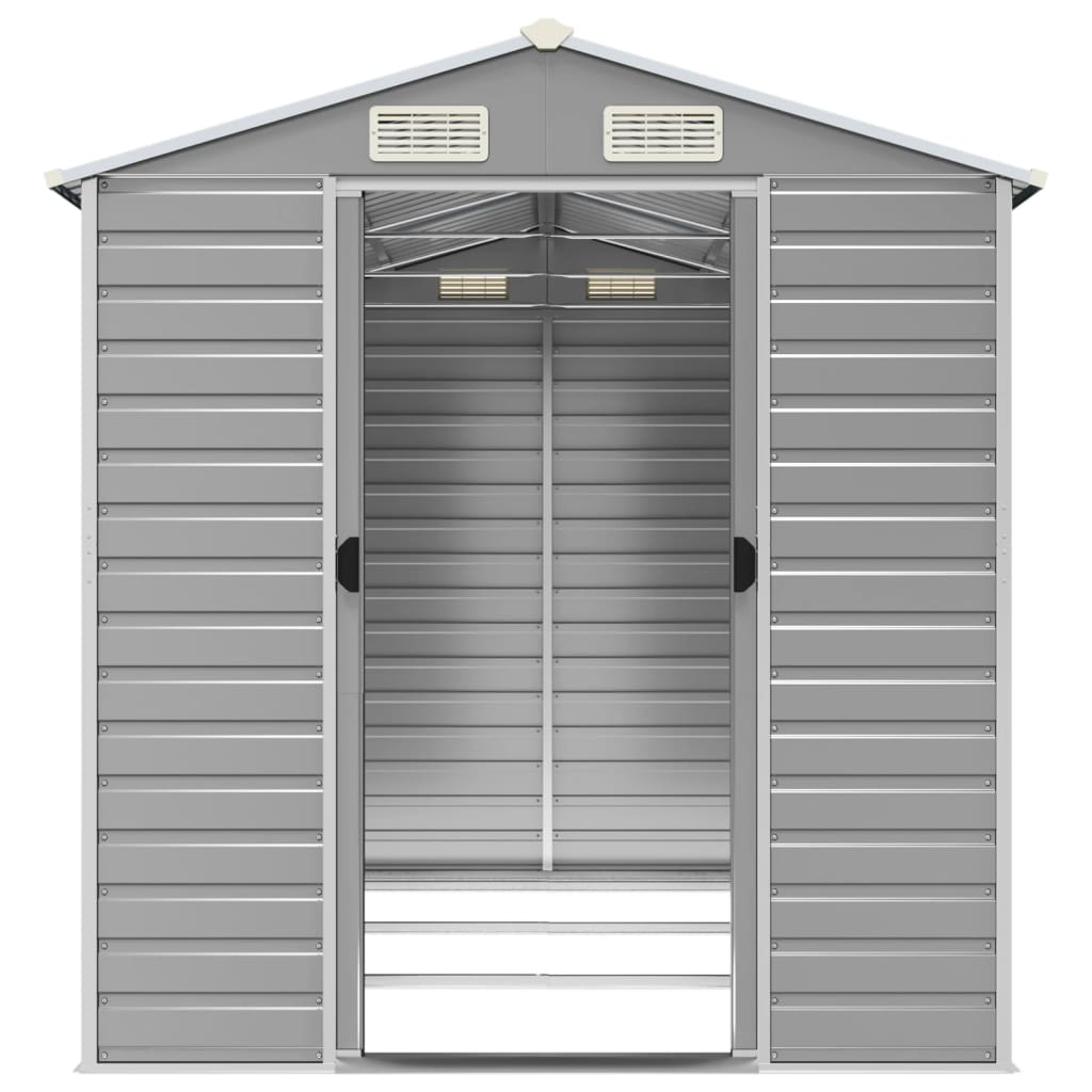 Capanno da Giardino Grigio Chiaro 191x300x198cm Acciaio Zincato