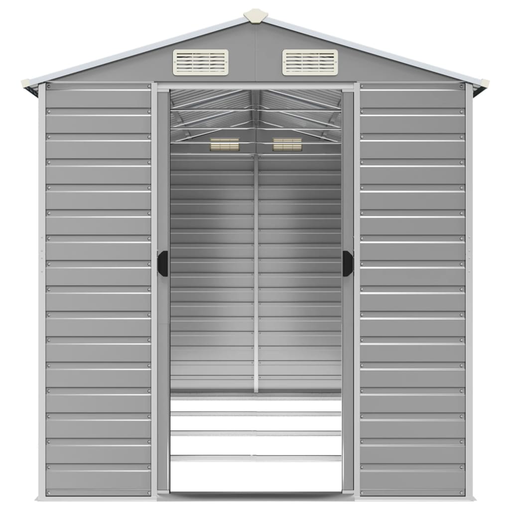 Capanno da Giardino Grigio Chiaro 191x385x198cm Acciaio Zincato