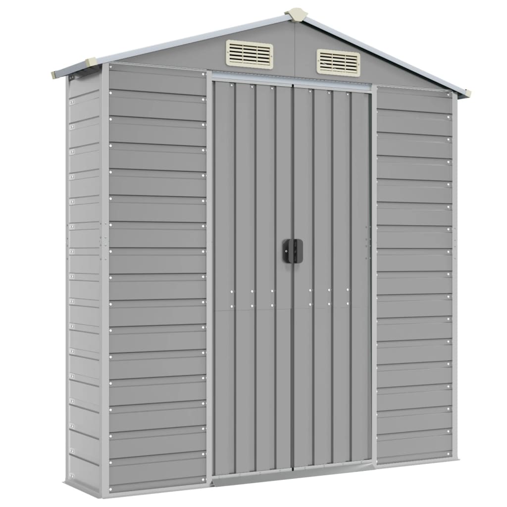 Capanno da Giardino Grigio Chiaro 191x385x198cm Acciaio Zincato