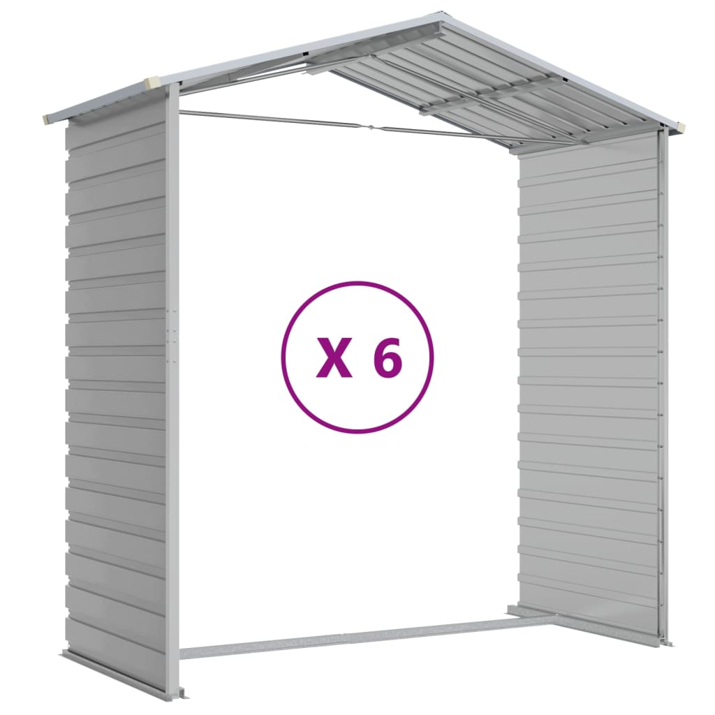 Capanno da Giardino Grigio Chiaro 191x555x198cm Acciaio Zincato