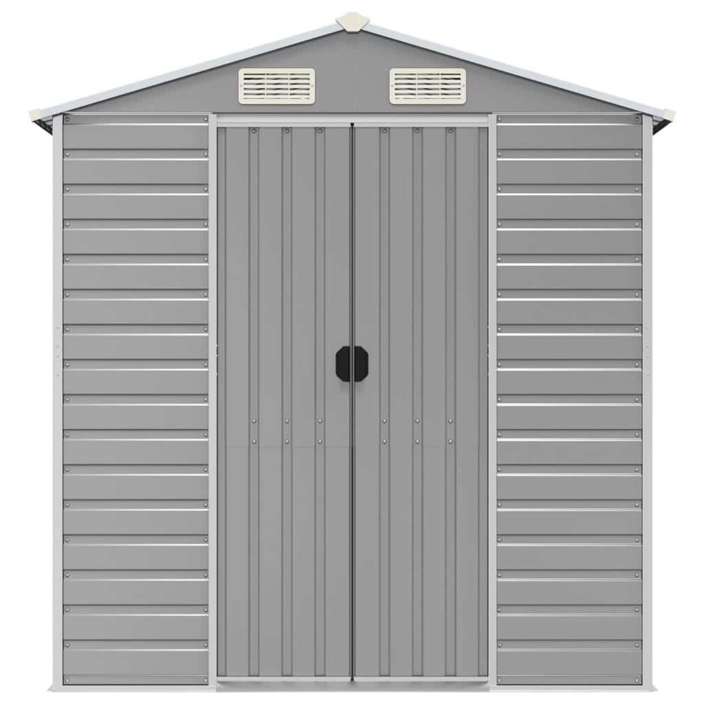 Capanno da Giardino Grigio Chiaro 191x640x198cm Acciaio Zincato
