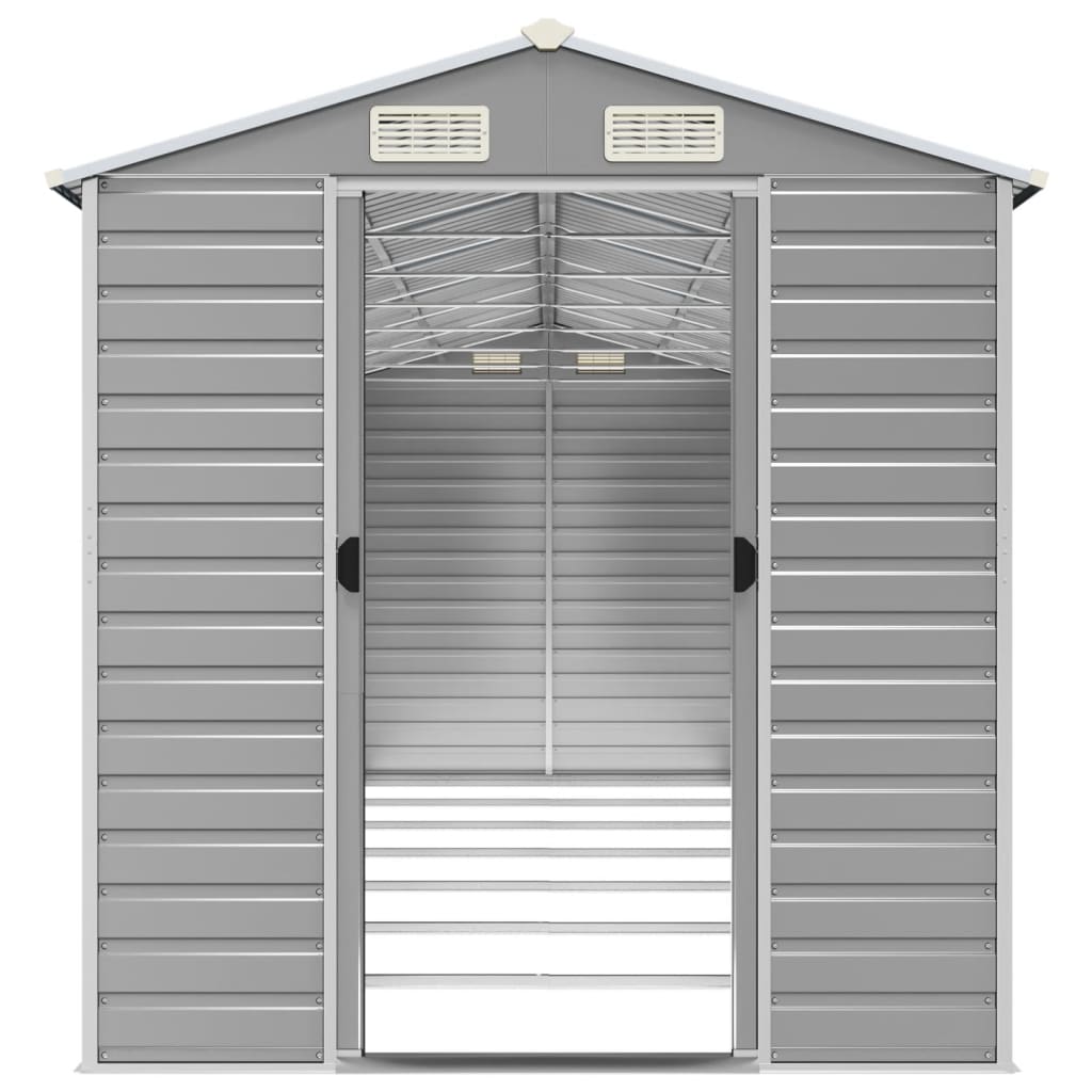 Capanno da Giardino Grigio Chiaro 191x640x198cm Acciaio Zincato