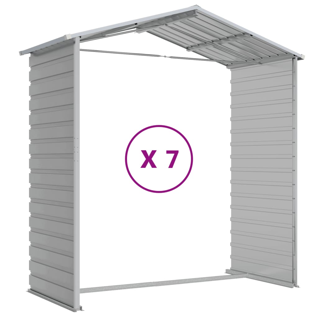Capanno da Giardino Grigio Chiaro 191x640x198cm Acciaio Zincato