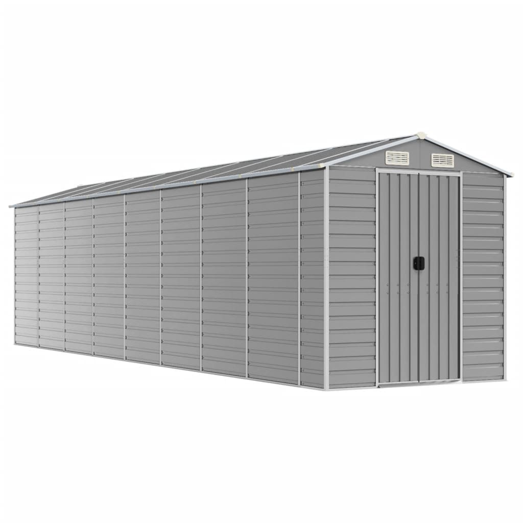 Capanno da Giardino Grigio Chiaro 191x725x198cm Acciaio Zincato