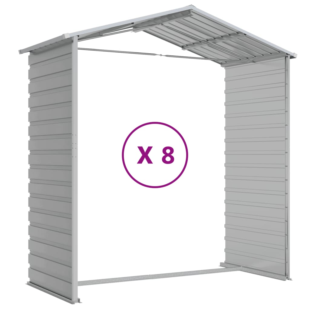 Capanno da Giardino Grigio Chiaro 191x725x198cm Acciaio Zincato