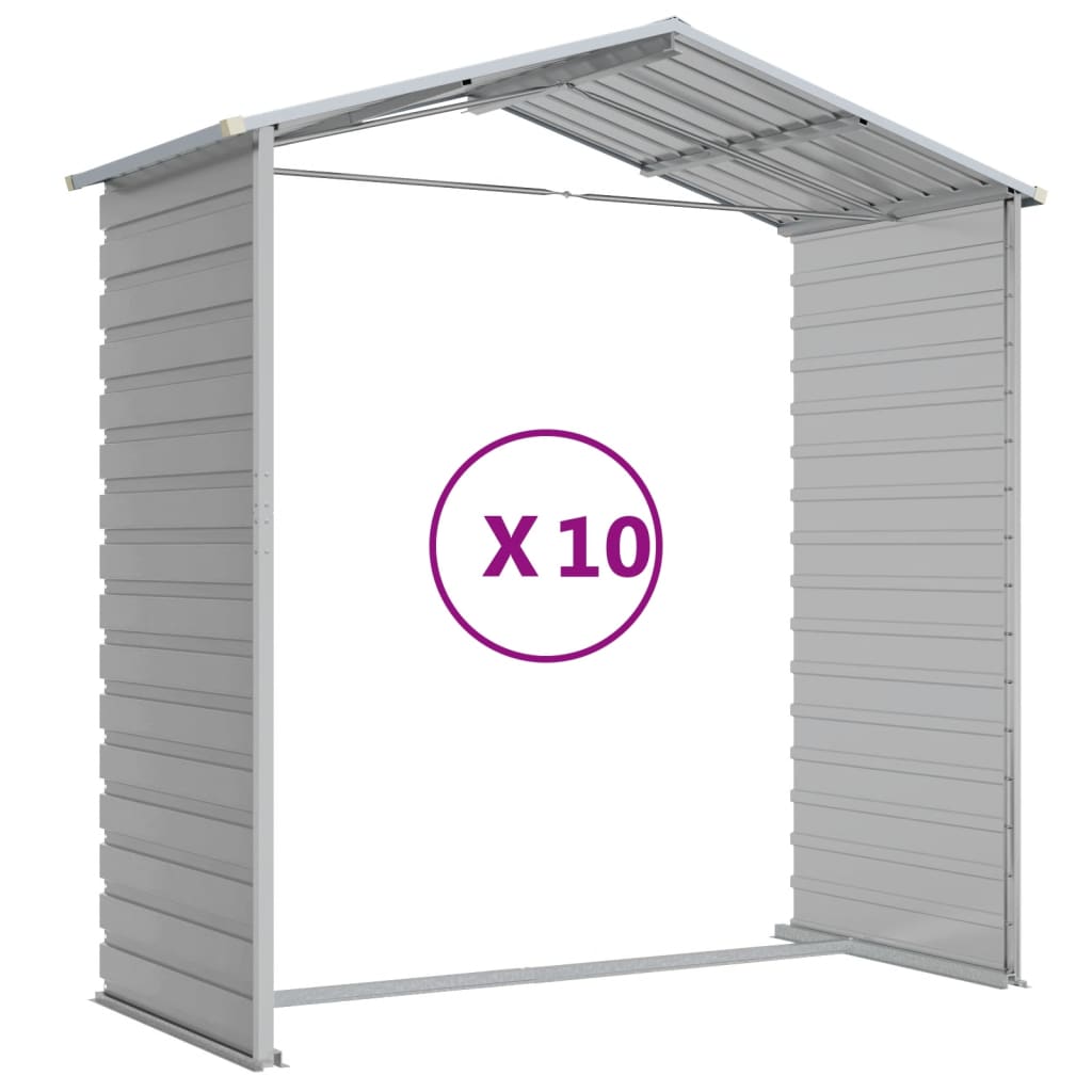 Capanno da Giardino Grigio Chiaro 191x895x198cm Acciaio Zincato