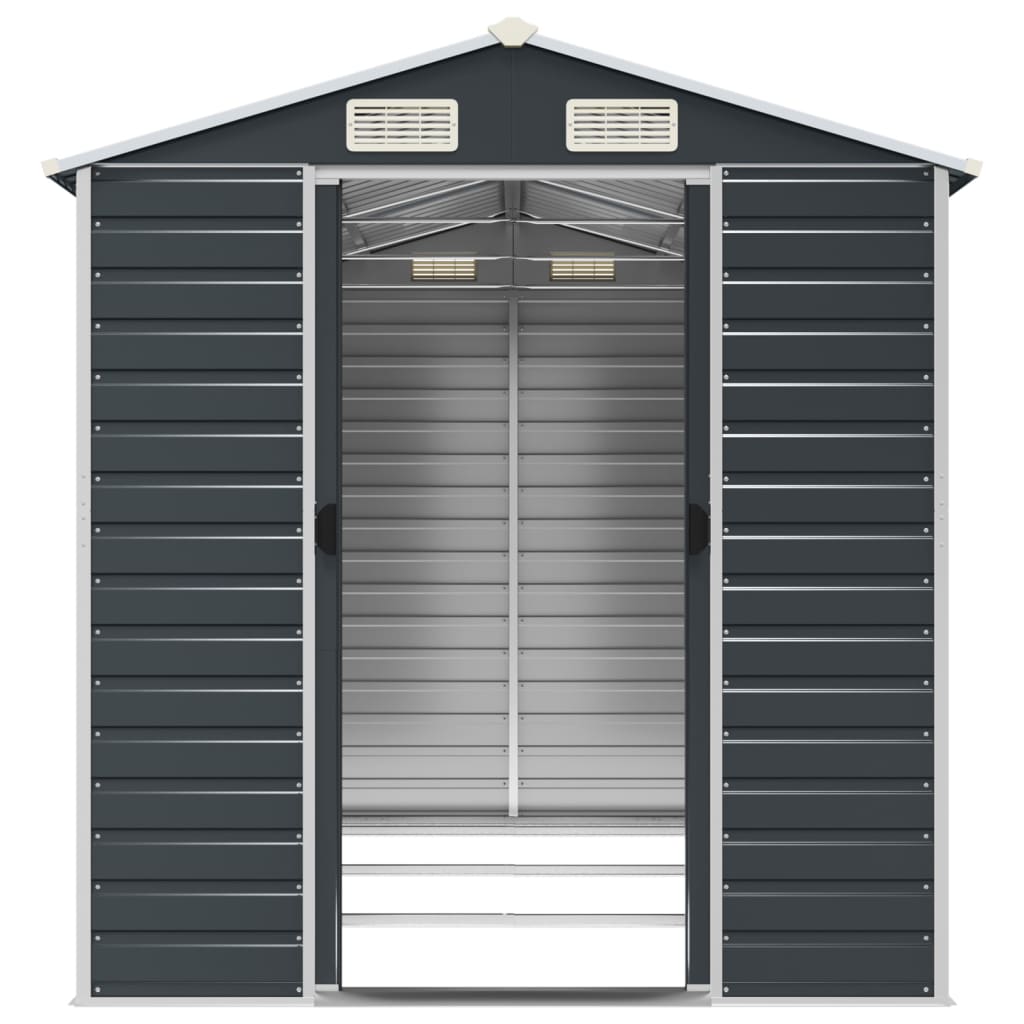 Capanno da Giardino Antracite 191x300x198 cm in Acciaio Zincato
