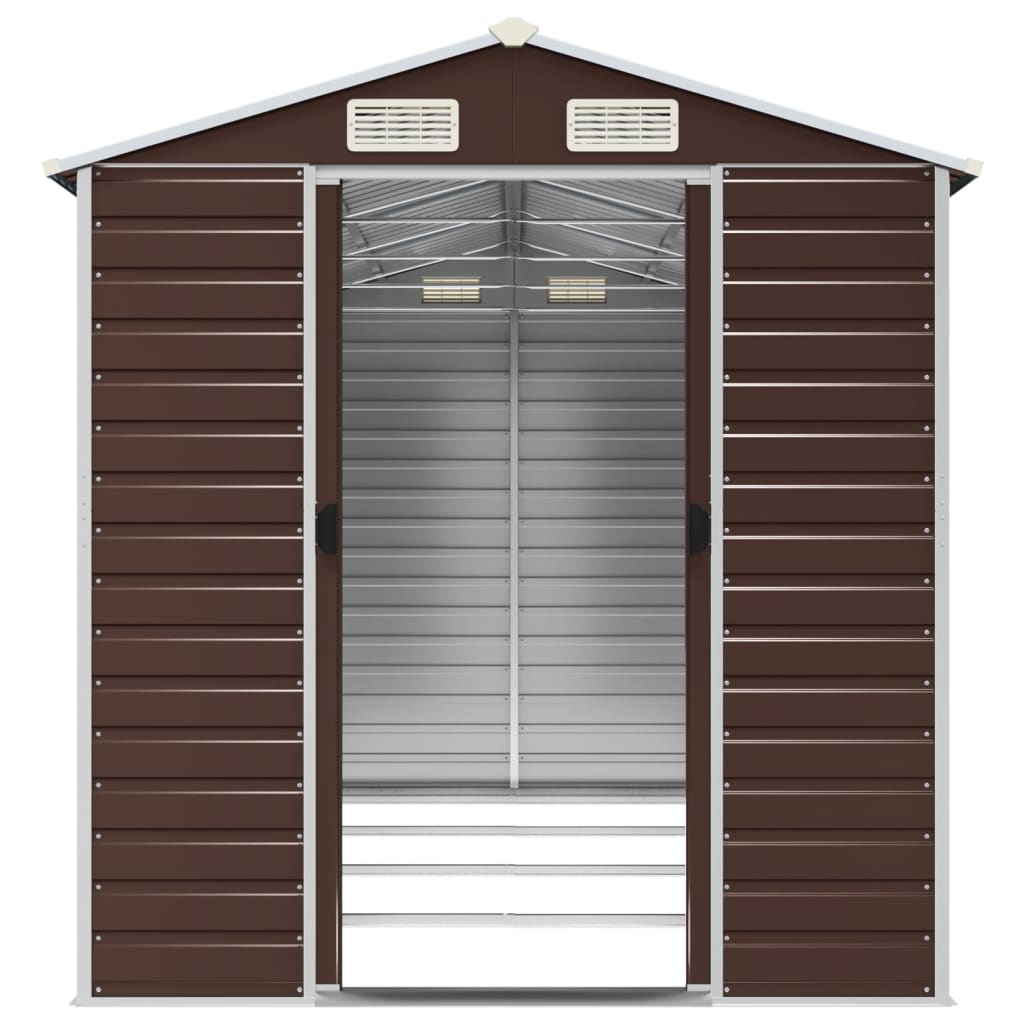 Capanno da Giardino Marrone 191x385x198 cm in Acciaio Zincato