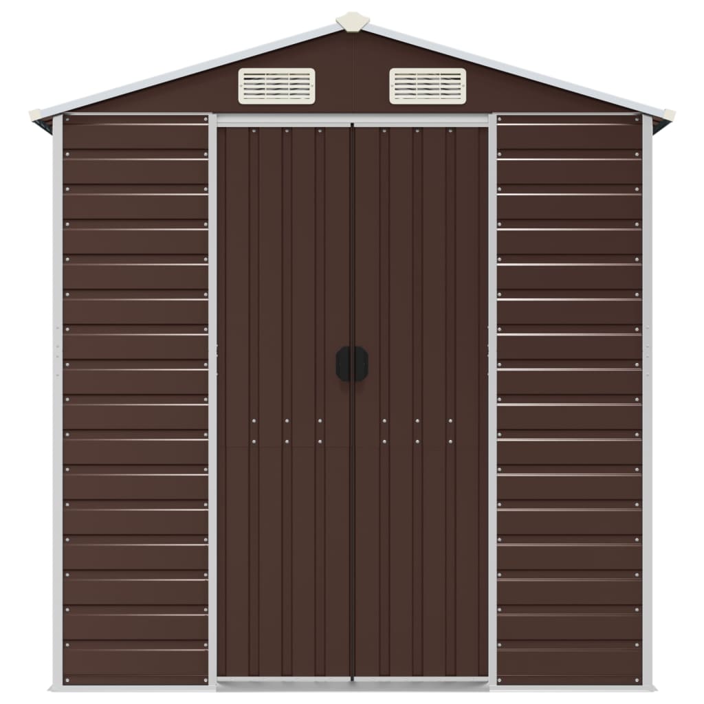Capanno da Giardino Marrone 191x555x198 cm in Acciaio Zincato
