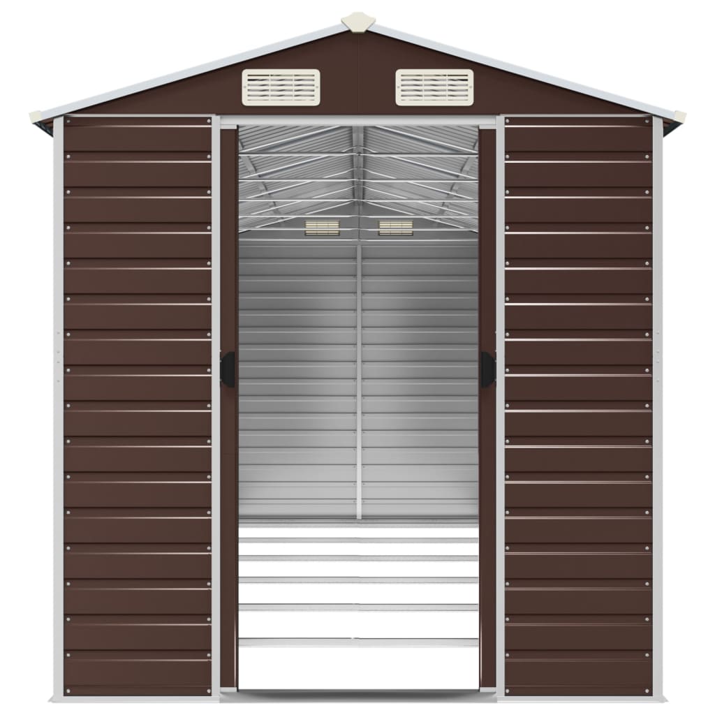 Capanno da Giardino Marrone 191x555x198 cm in Acciaio Zincato