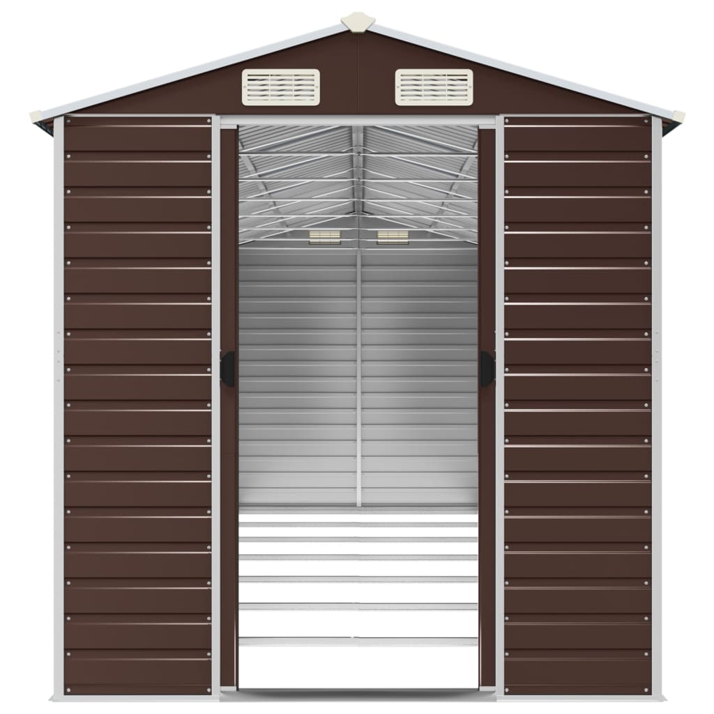 Capanno da Giardino Marrone 191x640x198 cm in Acciaio Zincato