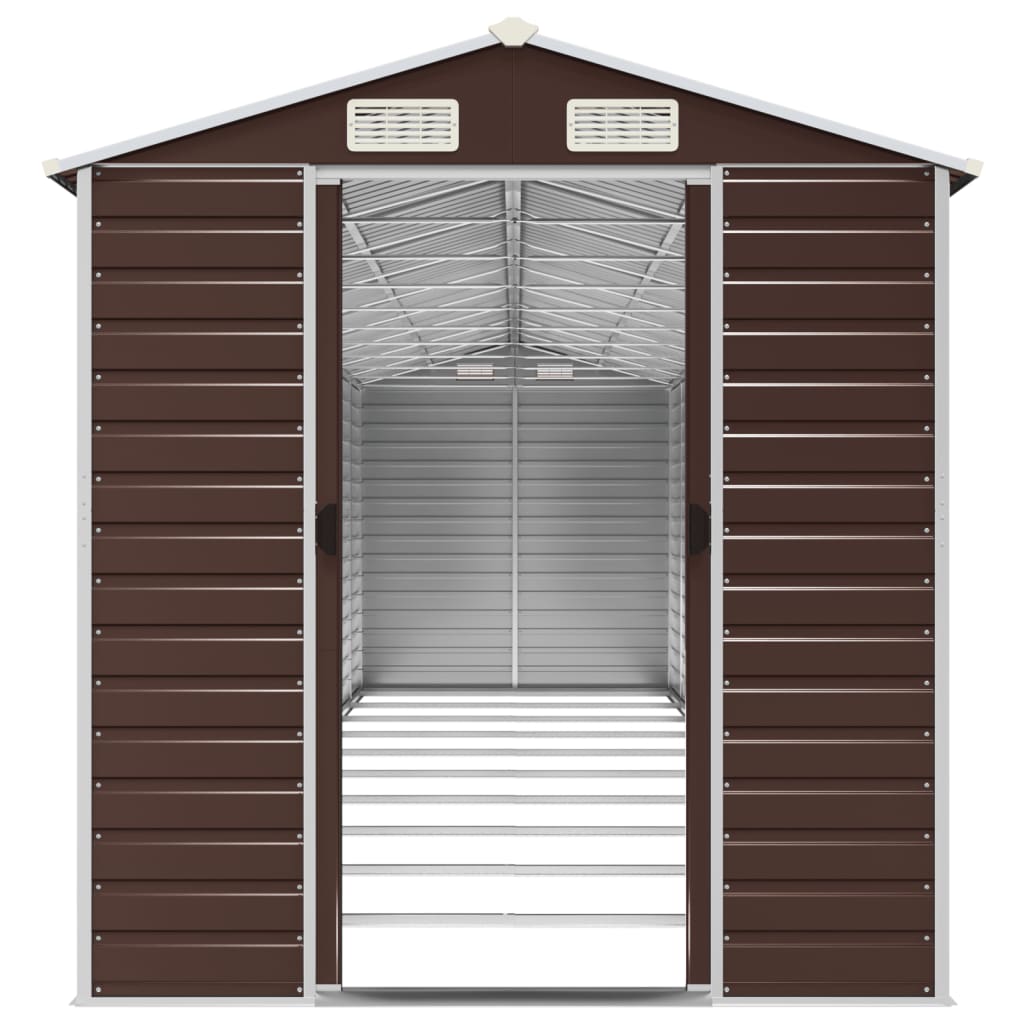 Capanno da Giardino Marrone 191x895x198 cm in Acciaio Zincato