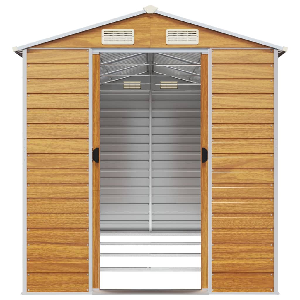Capanno Giardino Marrone Chiaro 191x385x198cm Acciaio Zincato