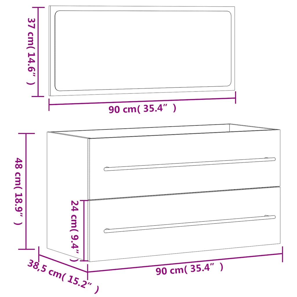 Mobile da Bagno con Specchio Bianco Lucido in Legno Multistrato