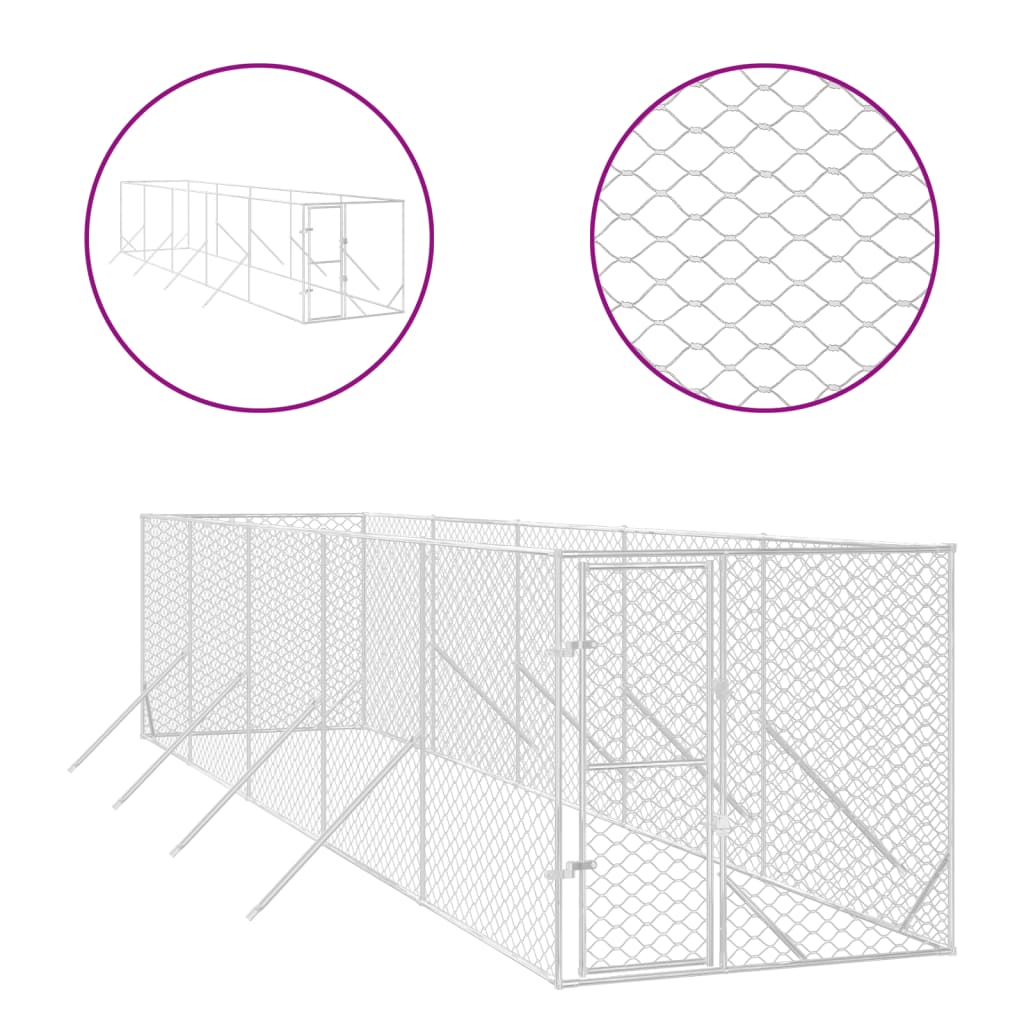 Cuccia per Cani da Esterno Argento 2x10x2 m Acciaio Zincato