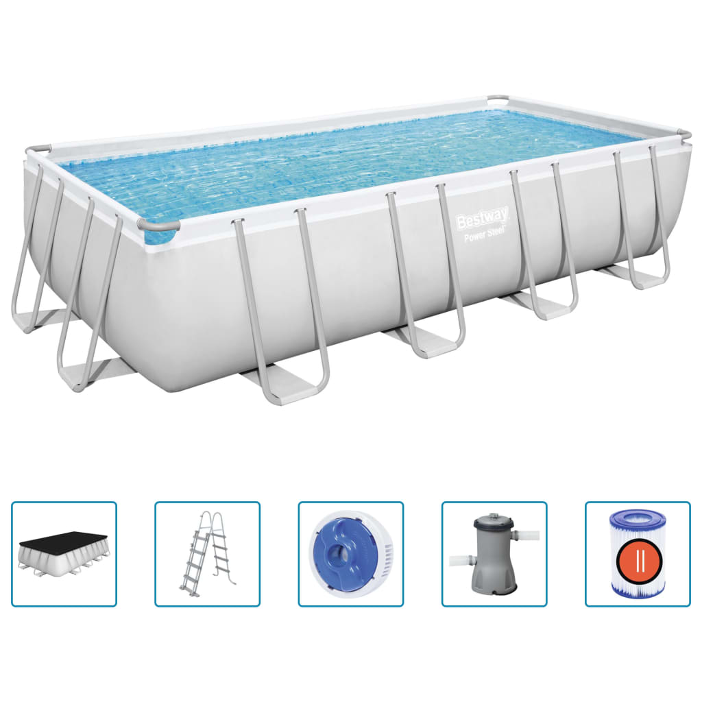 Set Piscina Power Steel Rettangolare 488x244x122 cm
