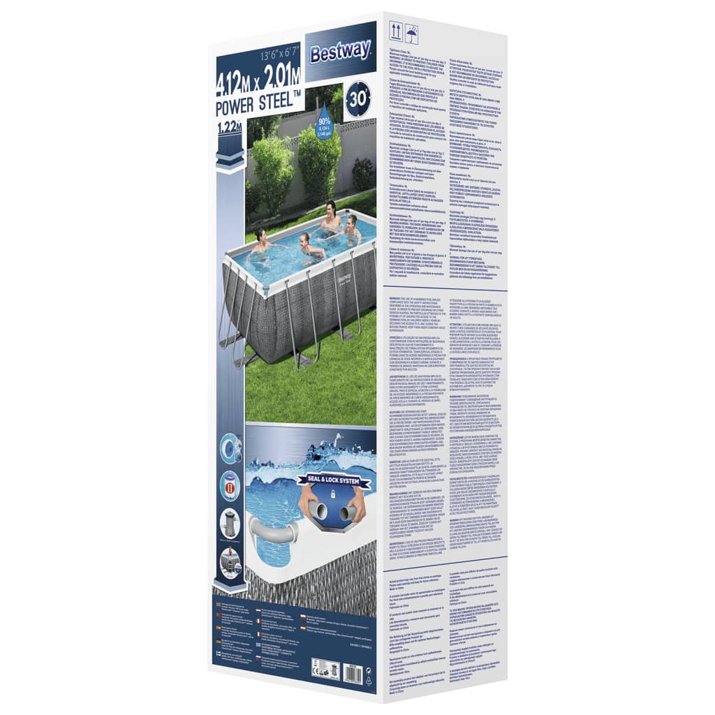 Set Piscina Rettangolare Power Steel 412x201x122 cm