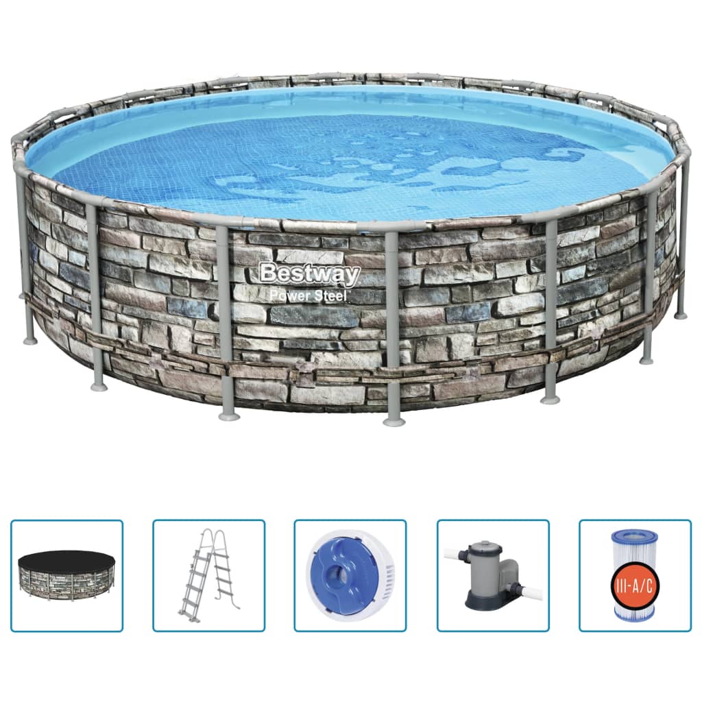 Set Piscina Power Steel 488x122 cm