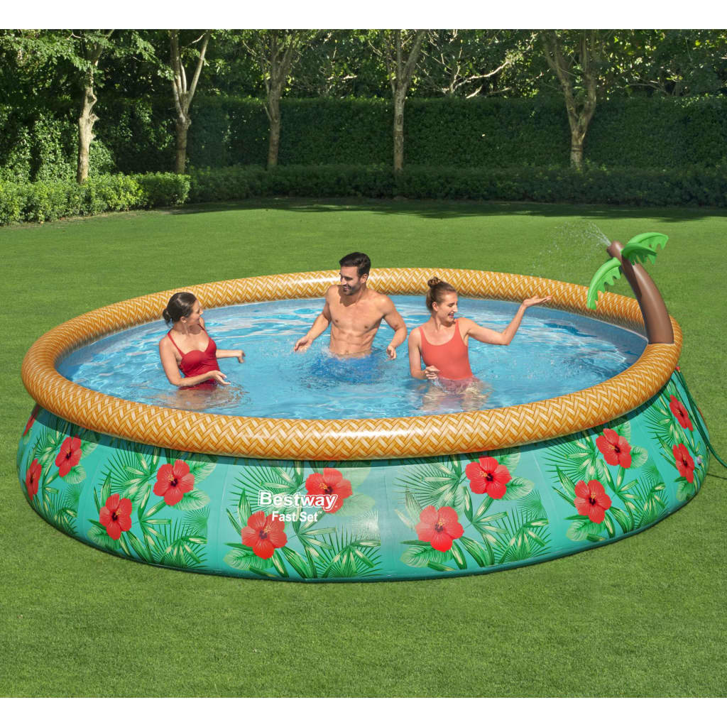 Bestway Set Piscina Gonfiabile Palme Paradisiache Fast Set 457x84 cm