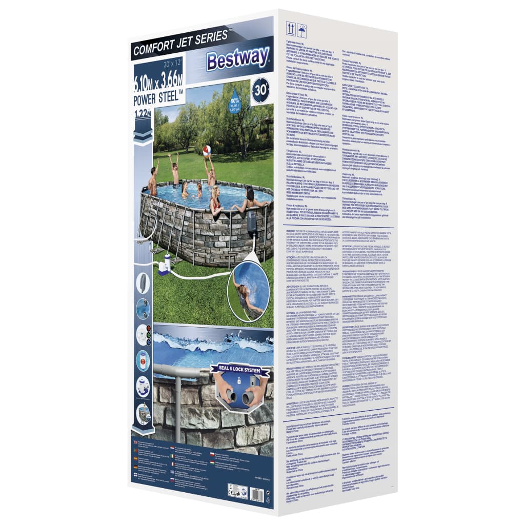 Set Piscina Ovale Power Steel Comfort Jet Series 610x366x122cm