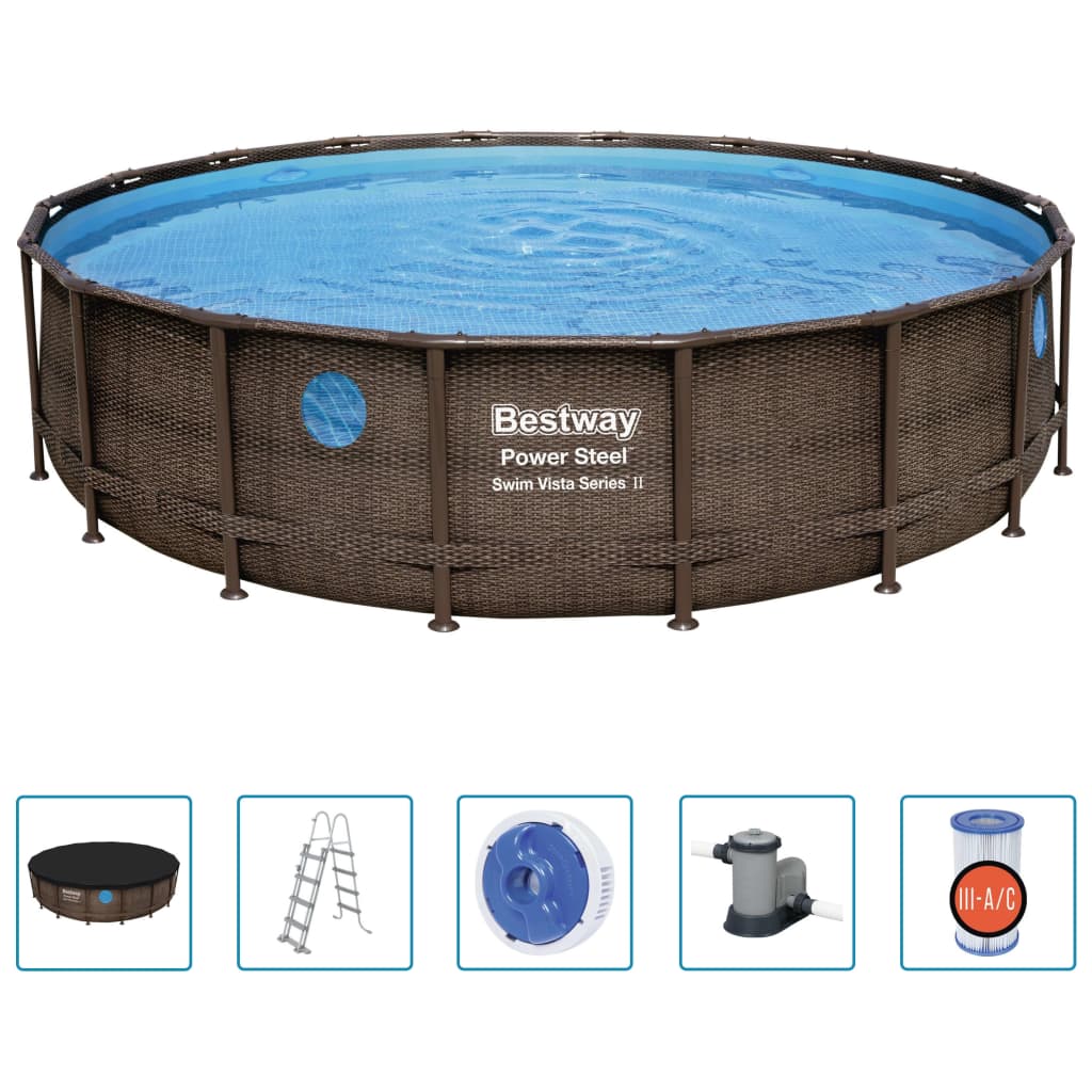 Set Piscina Power Steel 488x122 cm