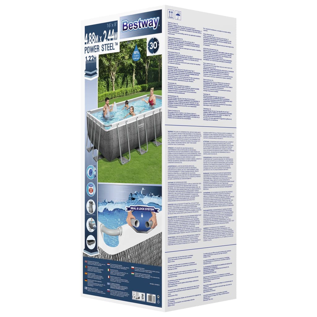 Set Piscina Power Steel Rettangolare 488x244x122 cm