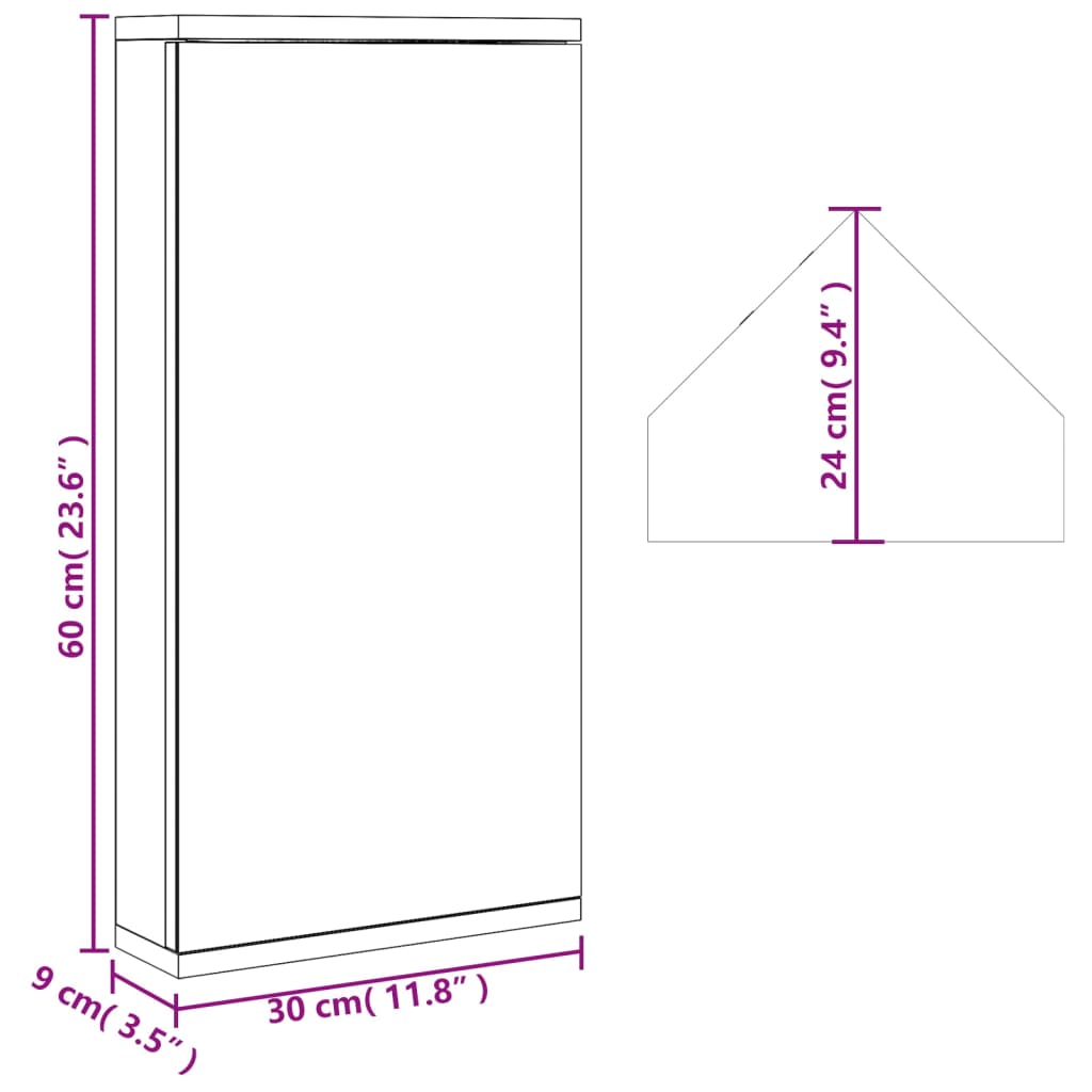 Armadietto Angolare con Specchio da Bagno Bianco 30x24x60 cm