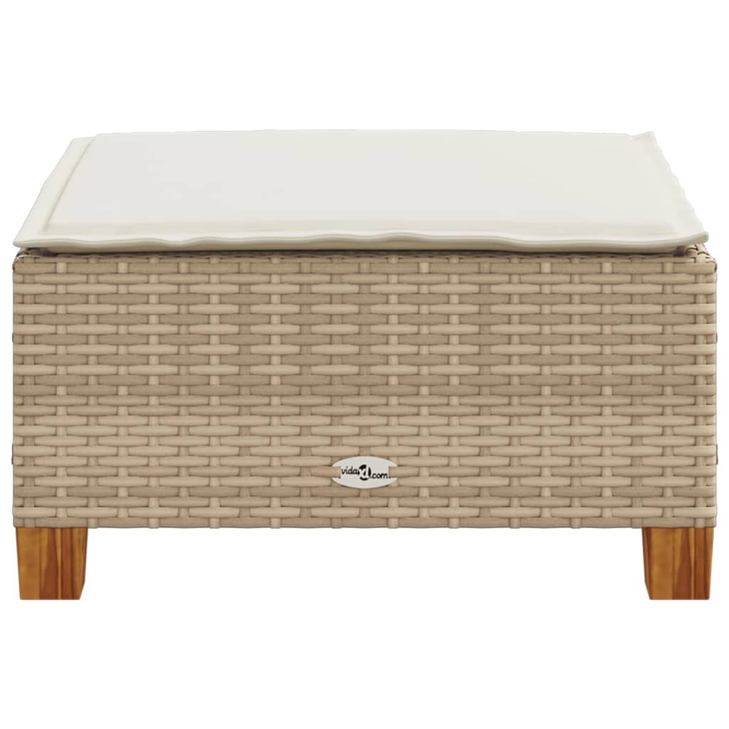 Sgabello Giardino con Cuscino Beige 63,5x56x32 cm in Polyrattan