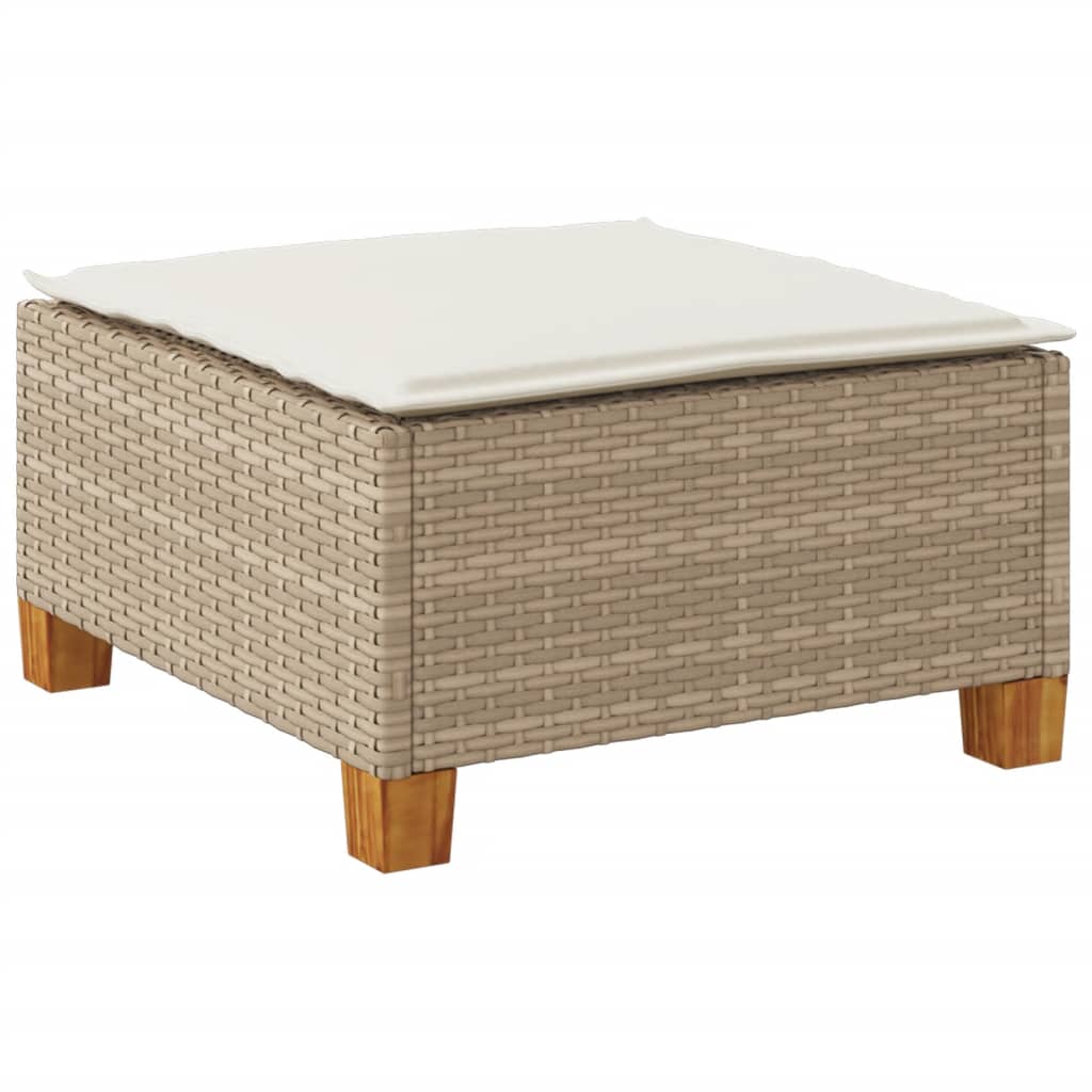 Sgabello Giardino con Cuscino Beige 63,5x56x32 cm in Polyrattan