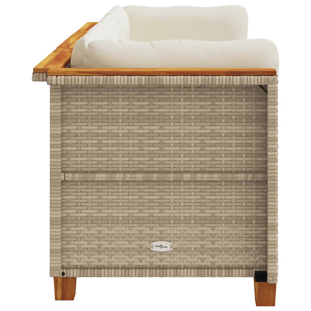 Divano da Giardino con Cuscini a 3 Posti Beige in Polyrattan