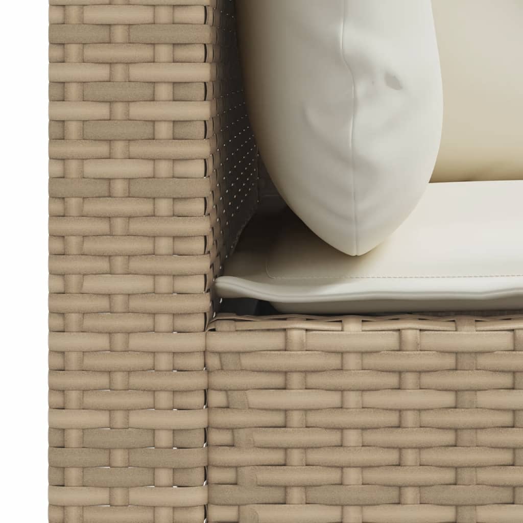 Divano da Giardino con Cuscini a 3 Posti Beige in Polyrattan