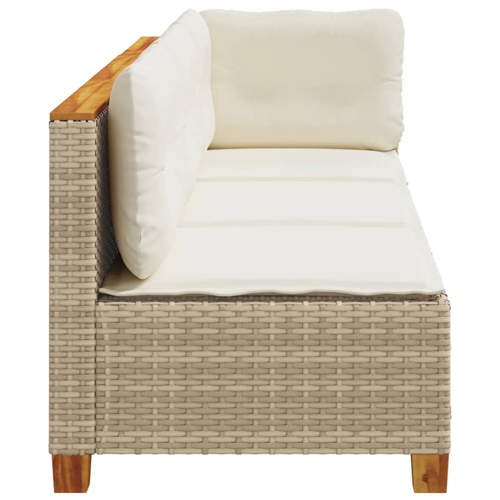 Divano da Giardino con Cuscini a 3 Posti Beige in Polyrattan