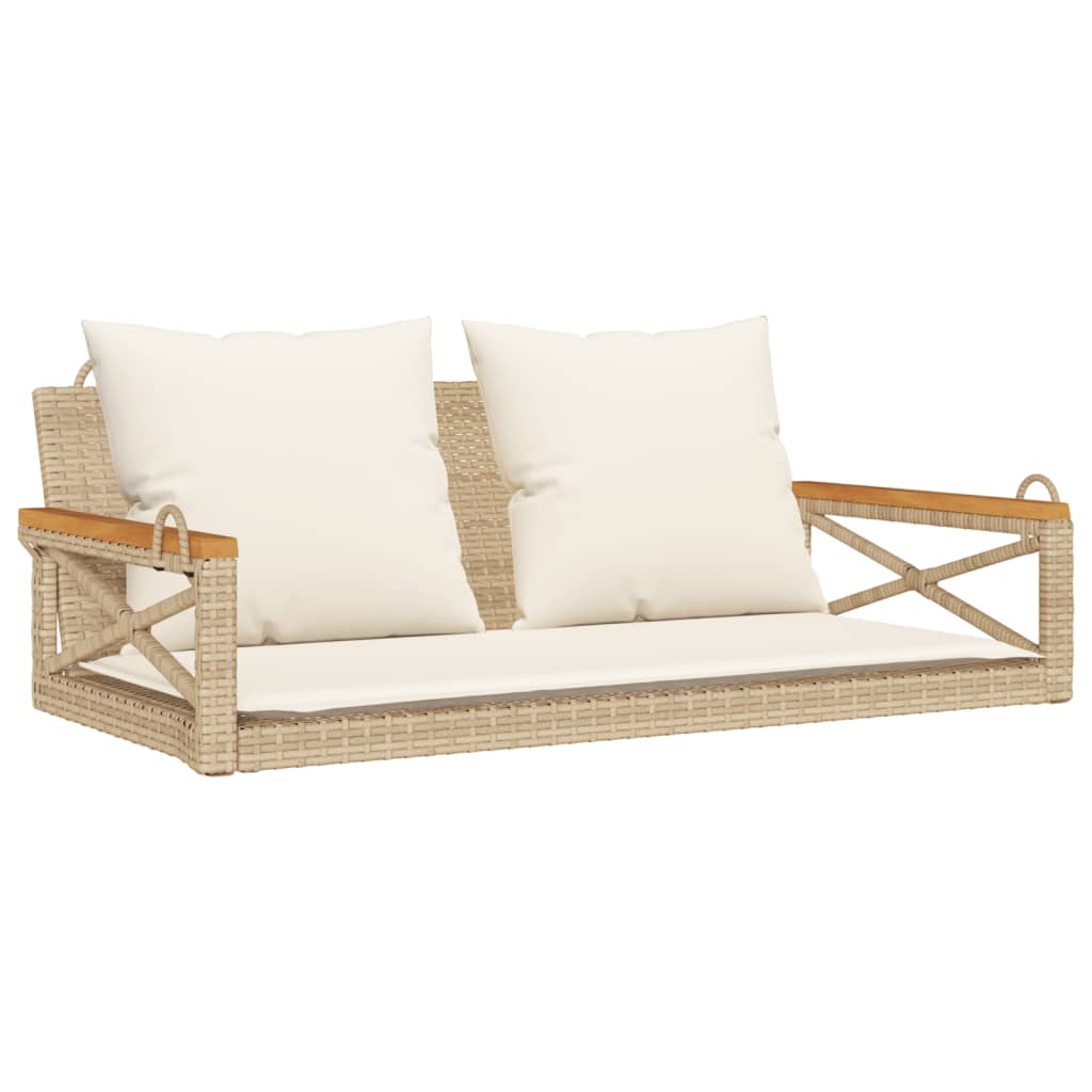 Panchina a Dondolo con Cuscini Beige 109x62x40 cm in Polyrattan