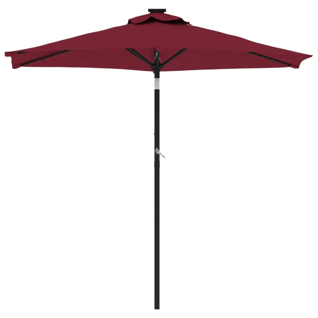 Ombrellone Giardino LED Palo Acciaio Rosso Bordò 225x225x212 cm